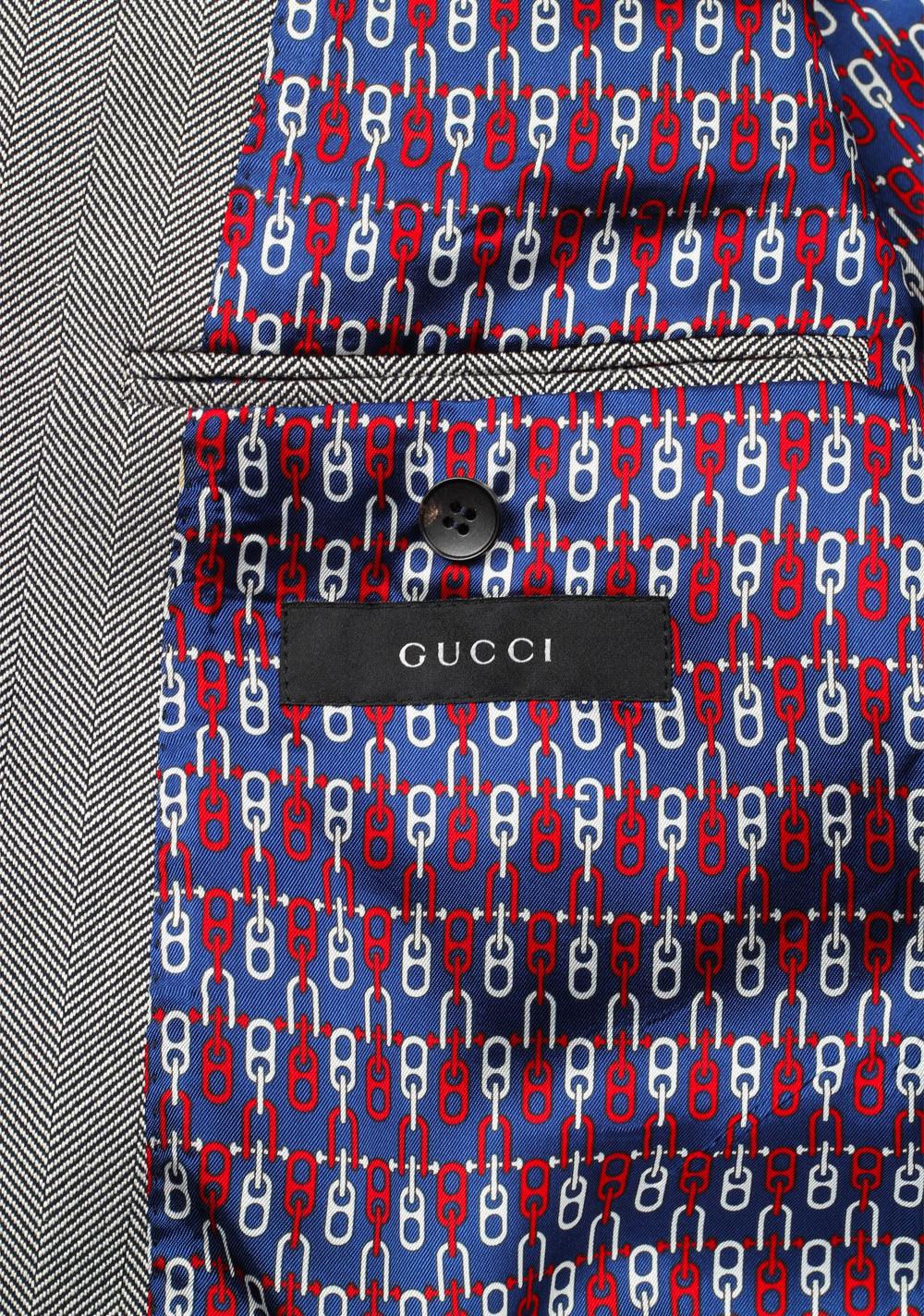 Gucci Gray Herringbone Sport Coat Size 56 / 46R U.S. In Silk Cotton