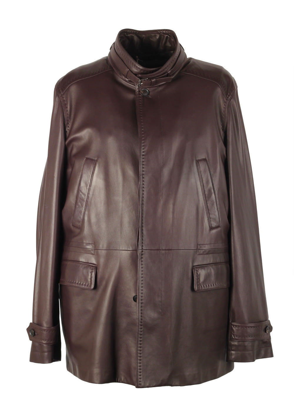 Brioni Palissandro Blouson Coat Leather Jacket Size 58 / 48R U.S.