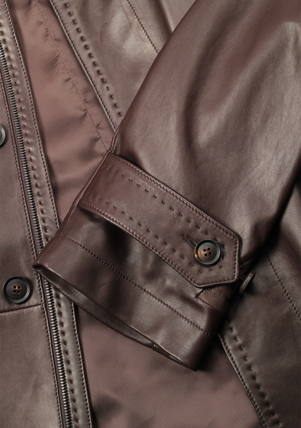 Brioni Palissandro Blouson Coat Leather Jacket Size 58 / 48R U.S.