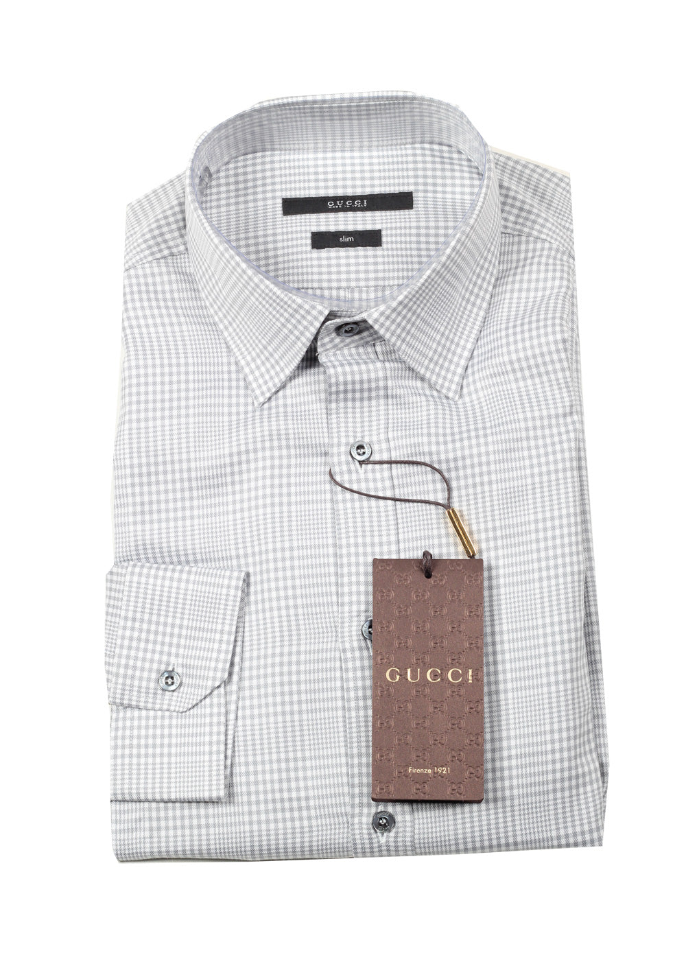 Gucci Checked Gray Dress Shirt Size 42 / 16,5 U.S. Slim