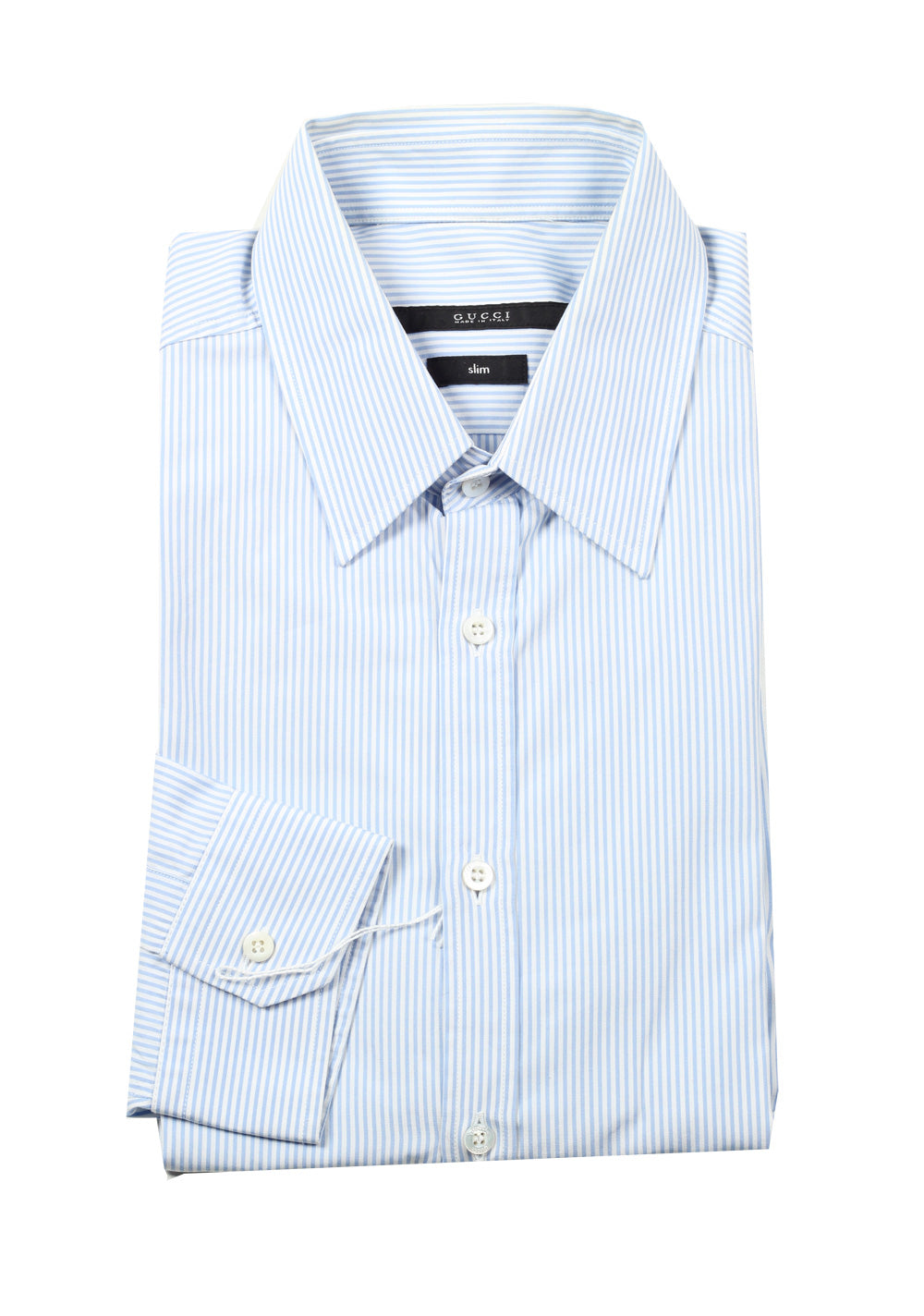 Gucci Striped Blue White Dress Shirt Size 39 / 15,5 U.S. Slim