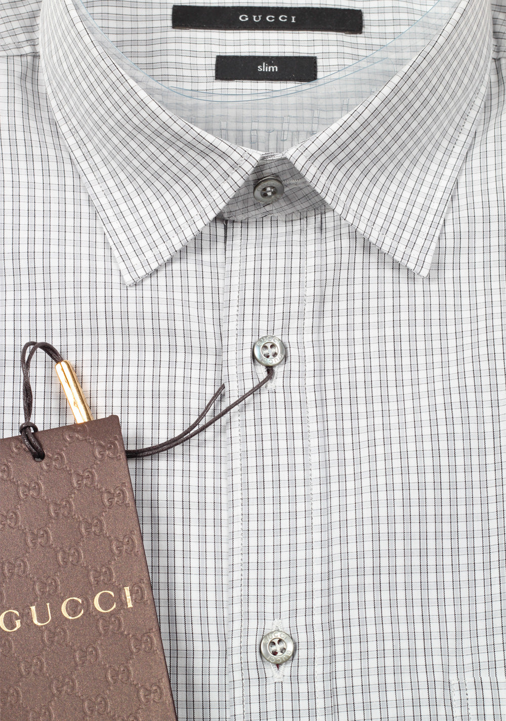 Gucci Checked Gray Dress Shirt Size 40 / 15,75 U.S. Slim