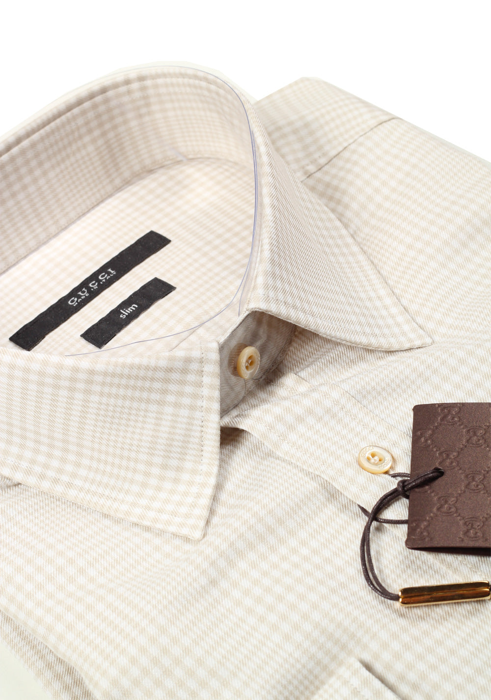 Gucci Checked Beige Dress Shirt Size 39 / 15,5 U.S.