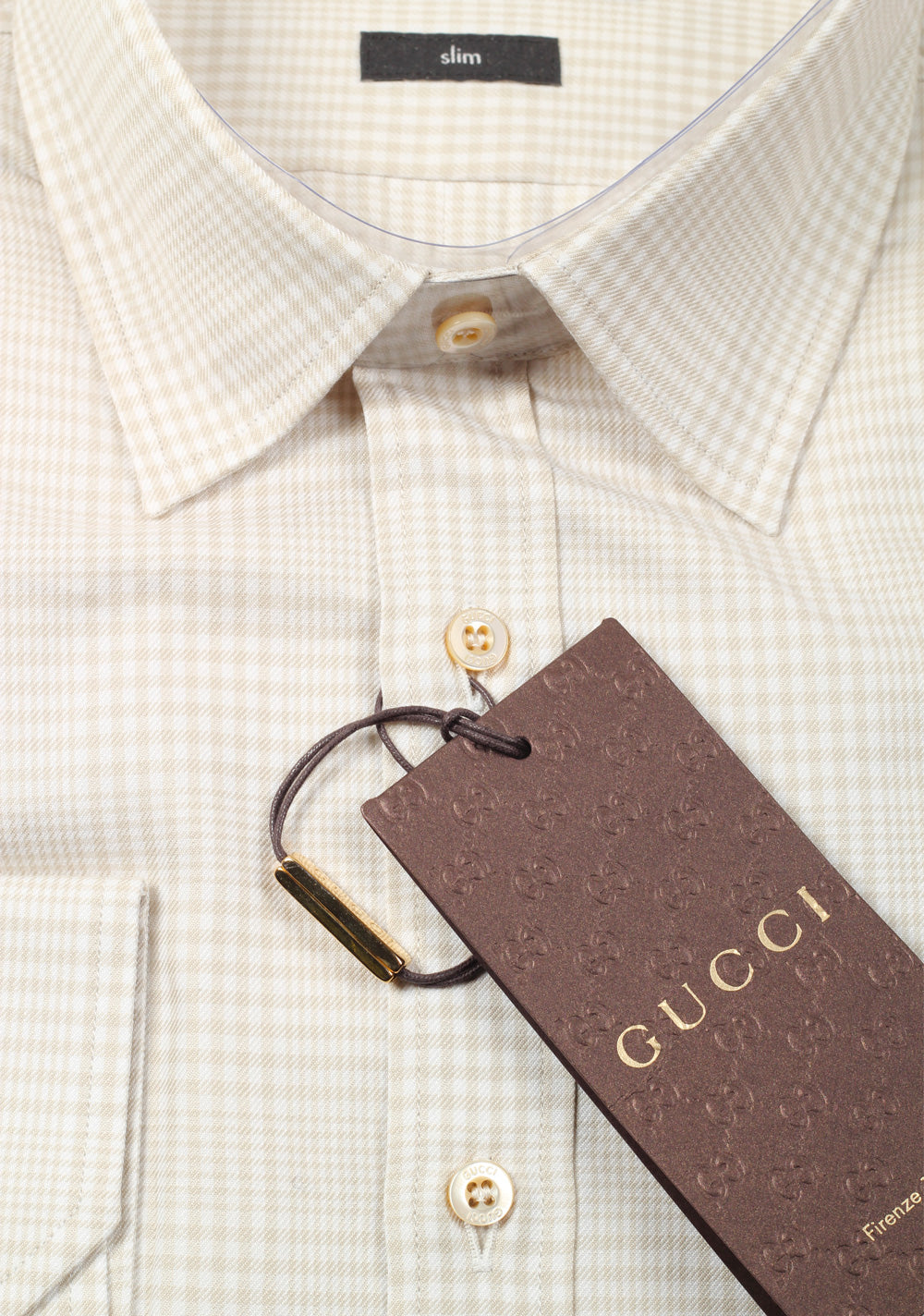 Gucci Checked Beige Dress Shirt Size 39 / 15,5 U.S.