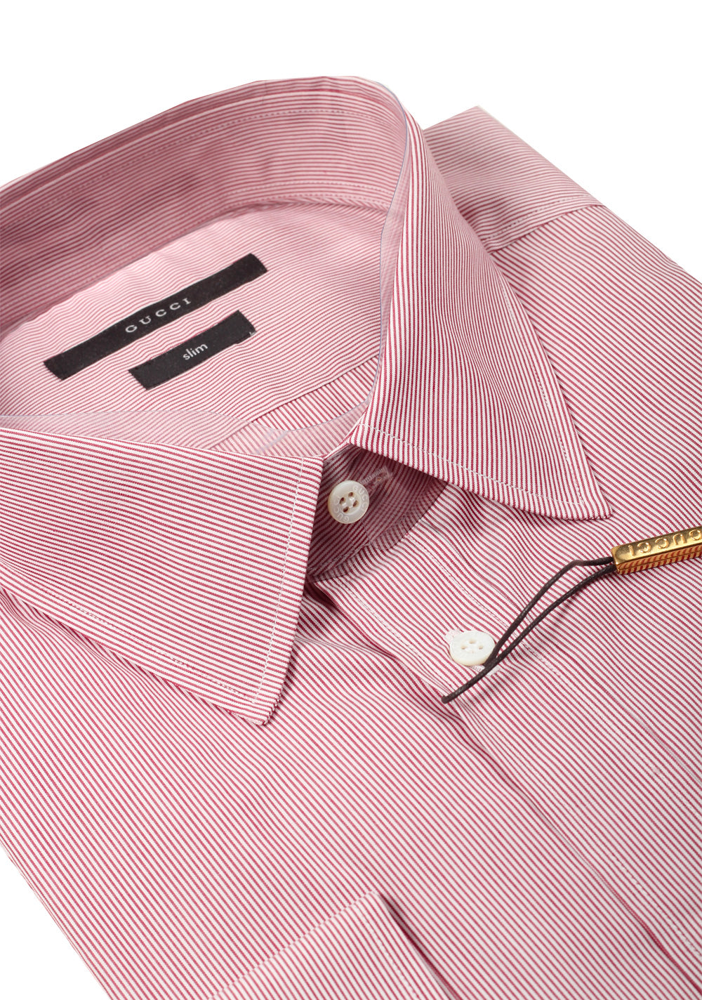 Gucci Striped Red White Dress Shirt Size 40 / 15,75 U.S. Slim