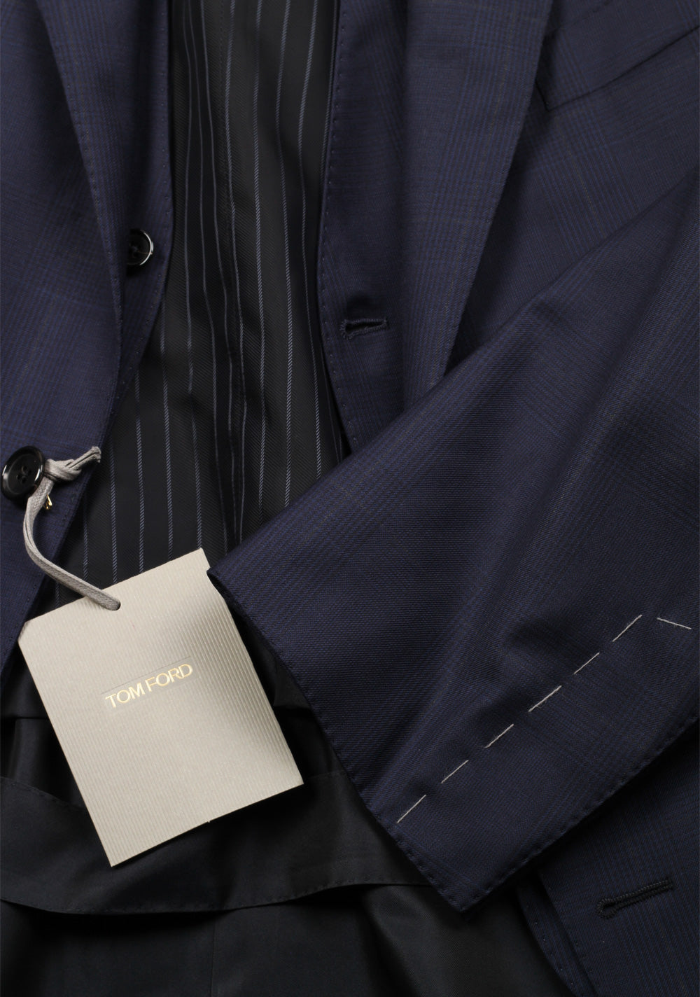 TOM FORD O'Connor Blue Checked 3 Piece Suit Size 56L / 46L U.S. Wool Fit Y