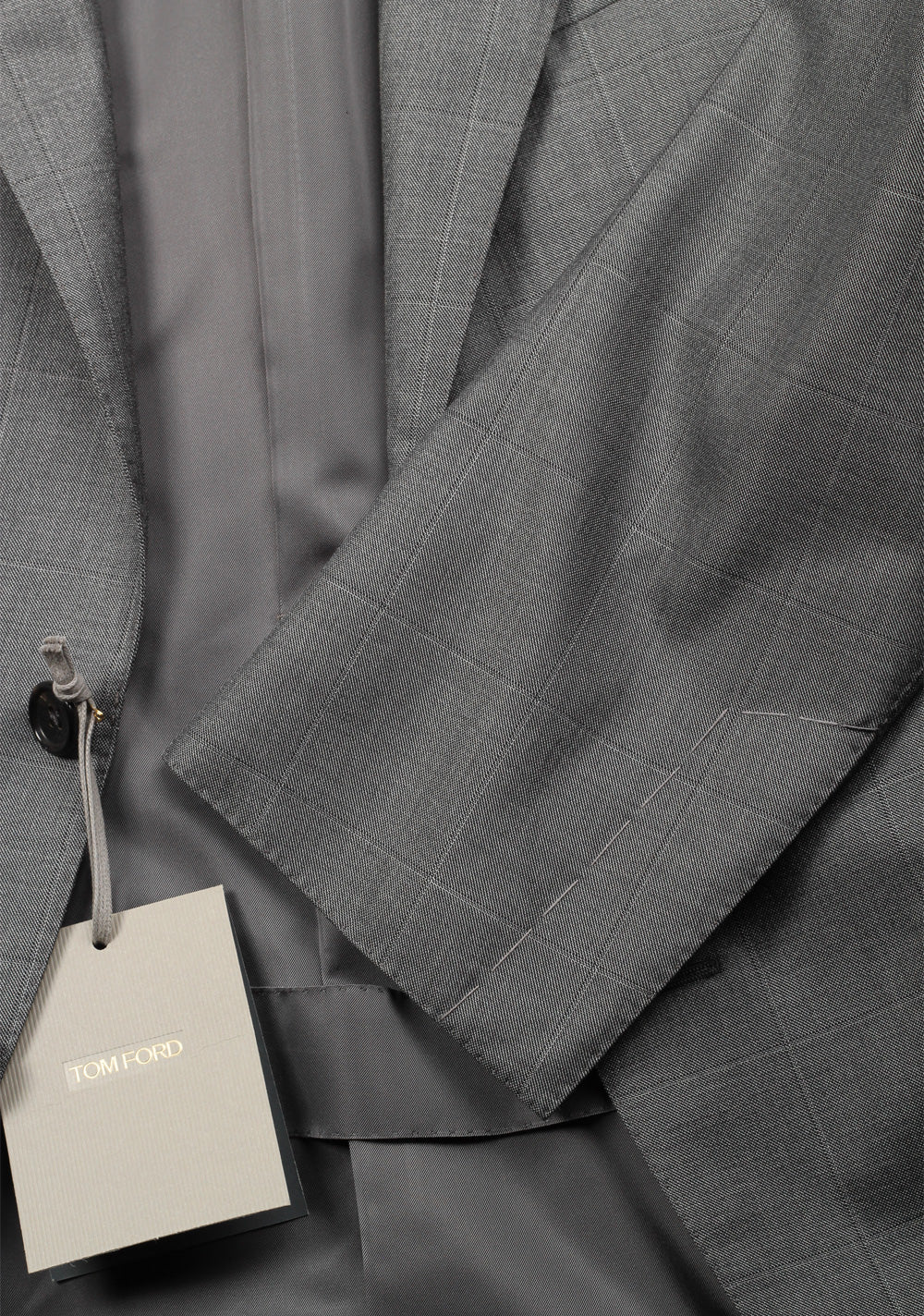 TOM FORD O'Connor Checked Gray Suit Size 54 / 44R U.S. Silk Wool Fit Y