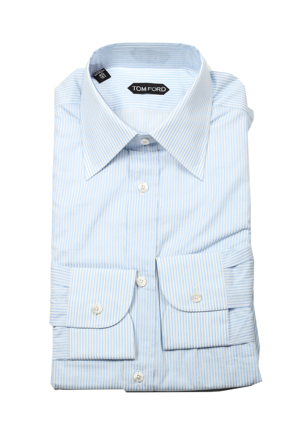 TOM FORD Striped White Blue Dress Shirt Size 40 / 15,75 U.S.