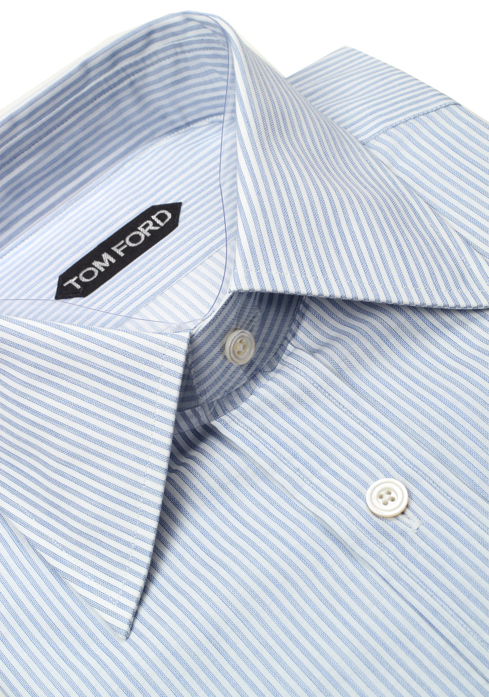 TOM FORD Striped White Blue Dress Shirt Size 40 / 15,75 U.S.