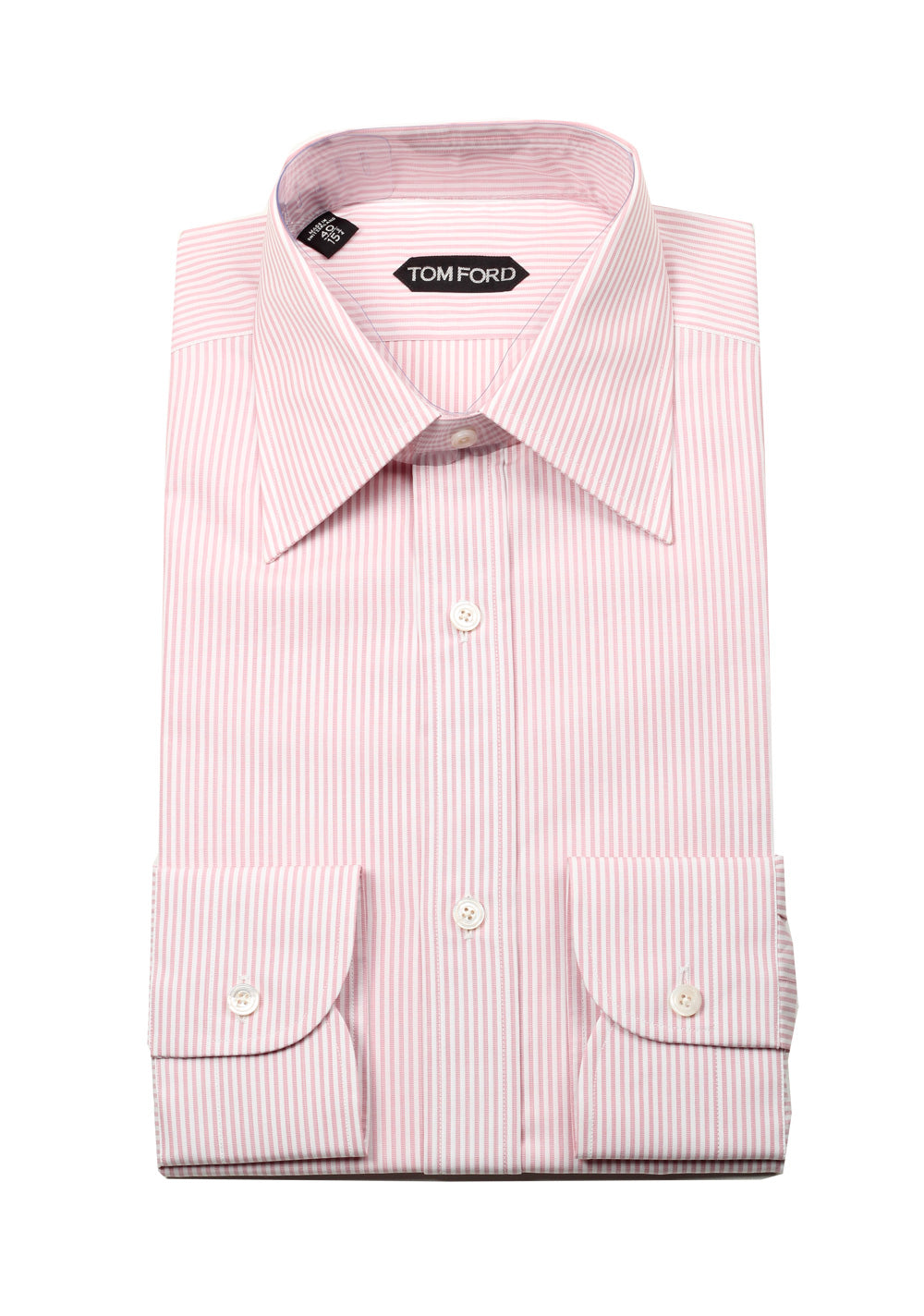 TOM FORD Striped White Pink Dress Shirt Size 40 / 15,75 U.S.