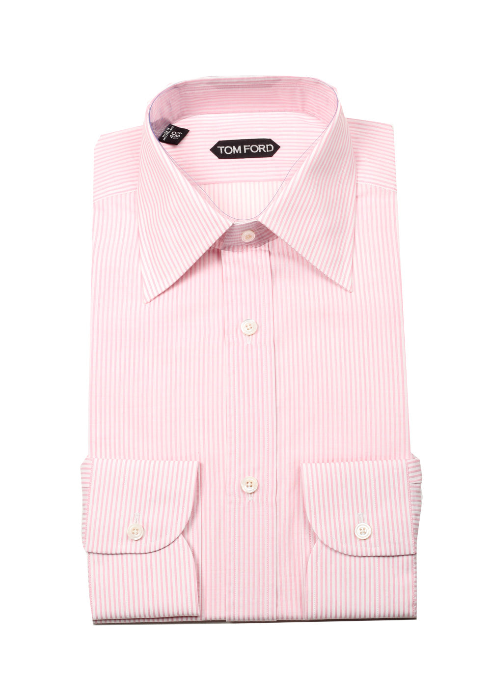 TOM FORD Striped White Pink Dress Shirt Size 40 / 15,75 U.S.