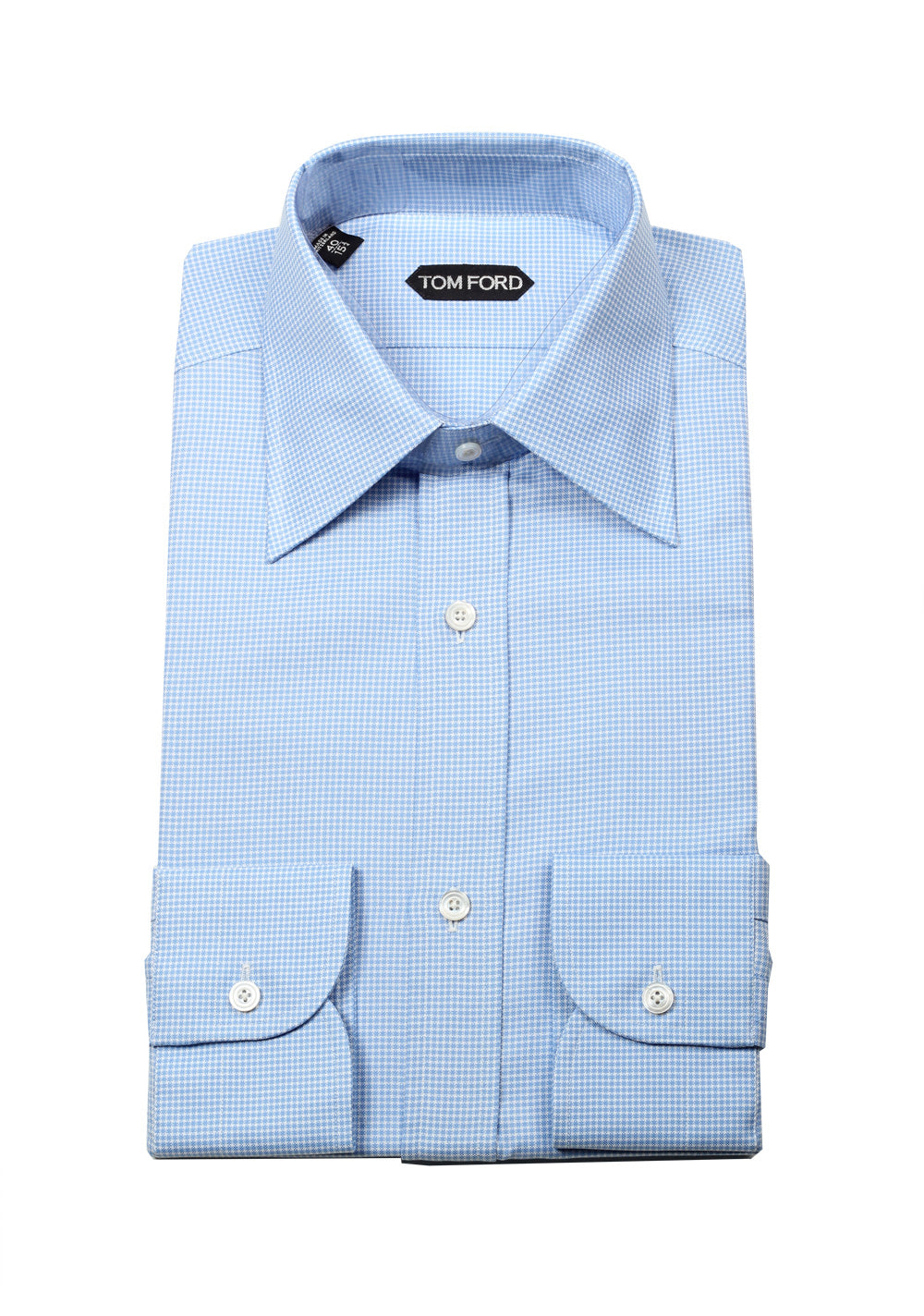 TOM FORD Checked White Blue Dress Shirt Size 40 / 15,75 U.S.