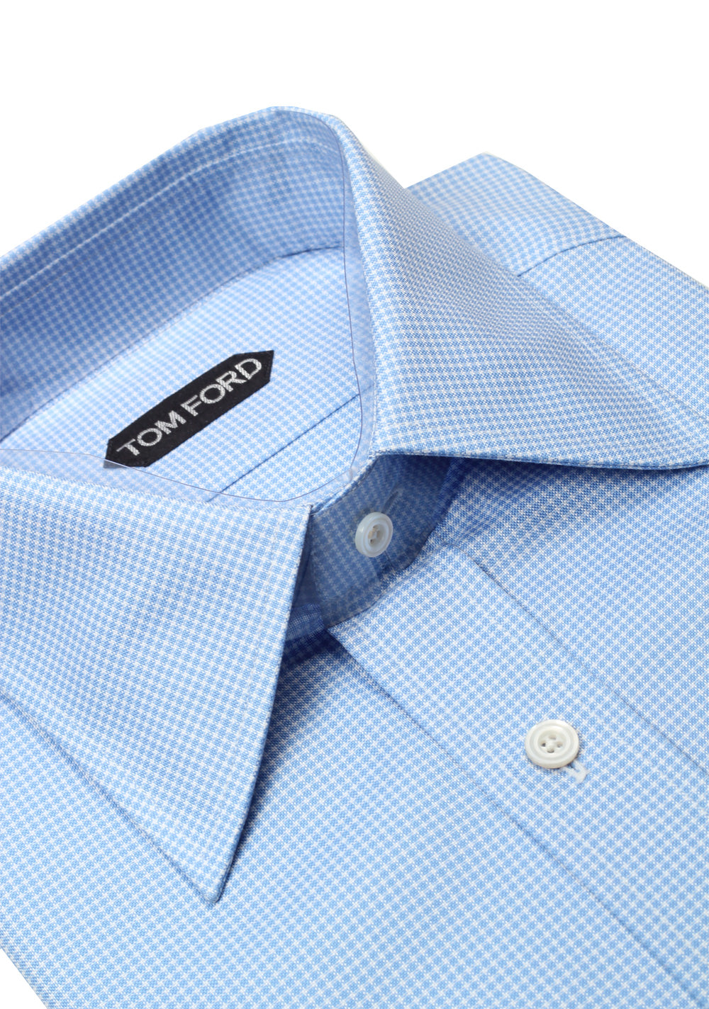 TOM FORD Checked White Blue Dress Shirt Size 40 / 15,75 U.S.