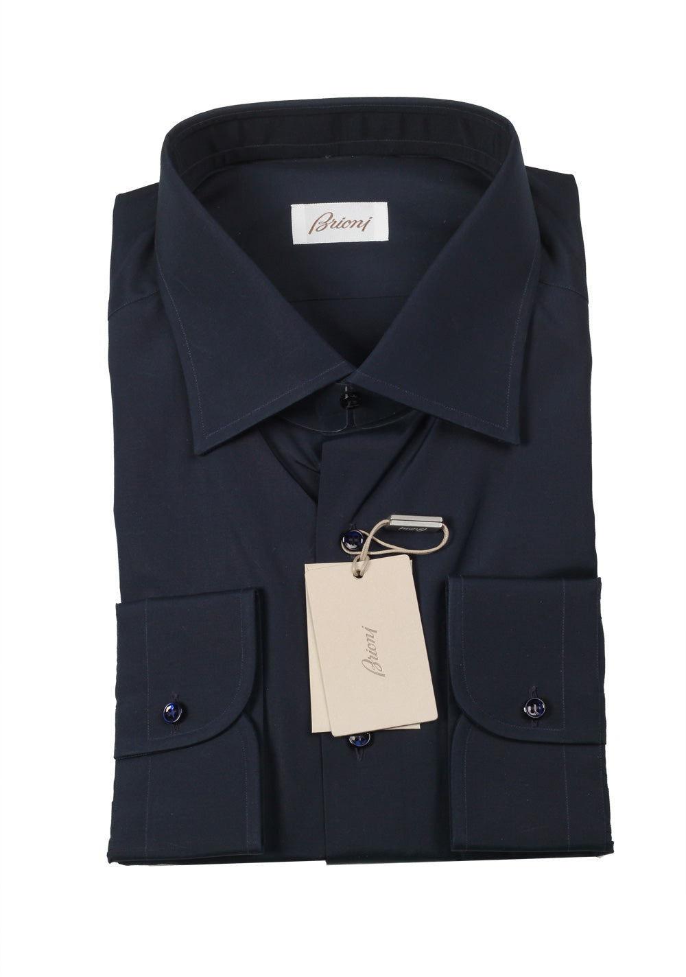 Brioni Solid Navy Shirt Size 45 / 17.75 U.S.