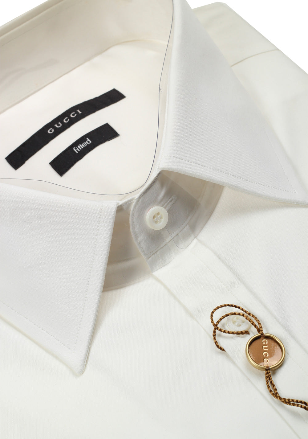 Gucci Solid Off White Dress Shirt Size 43 / 17 U.S. Fitted