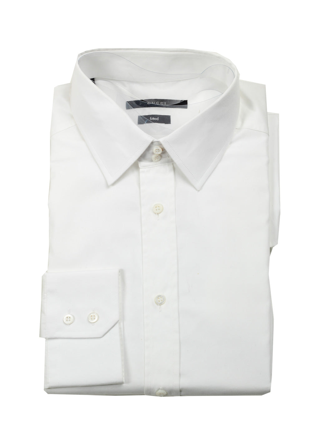 Gucci Solid White Dress Shirt Size 43 / 17 U.S. Fitted