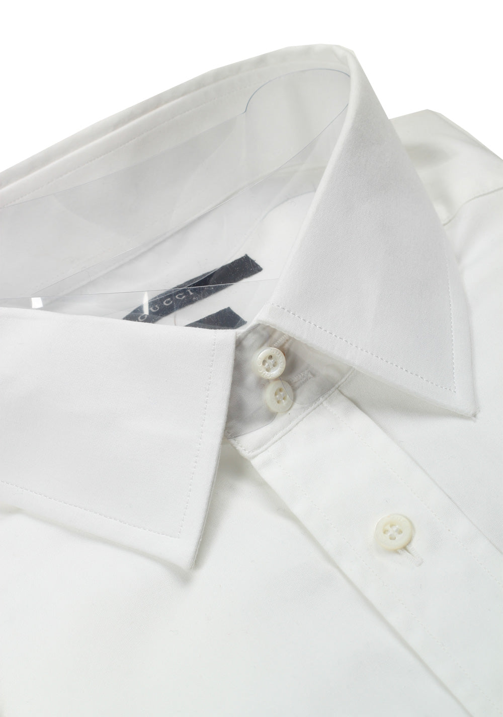 Gucci Solid White Dress Shirt Size 43 / 17 U.S. Fitted