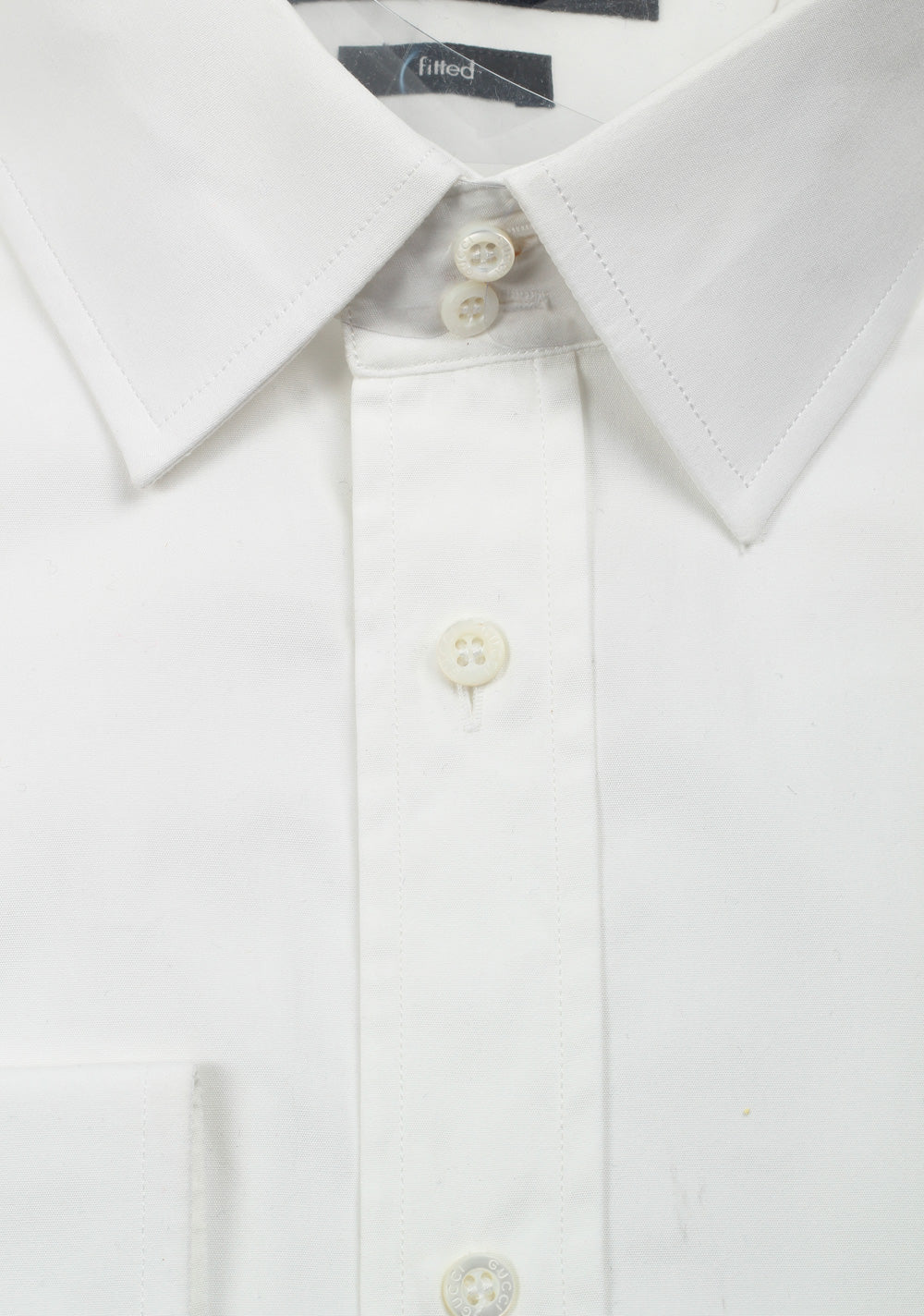 Gucci Solid White Dress Shirt Size 43 / 17 U.S. Fitted