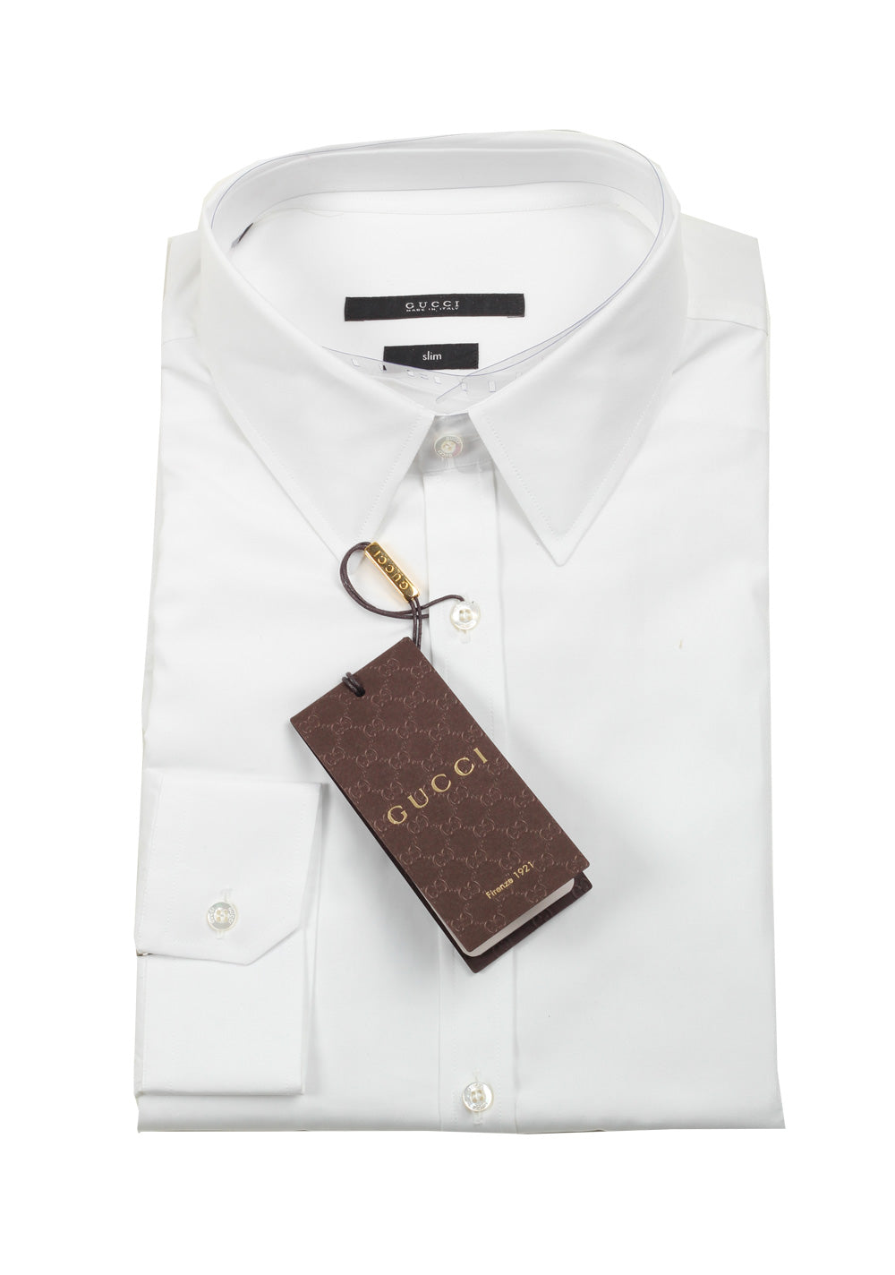 Gucci Solid White Dress Shirt Size 39 / 15,5 U.S. Slim