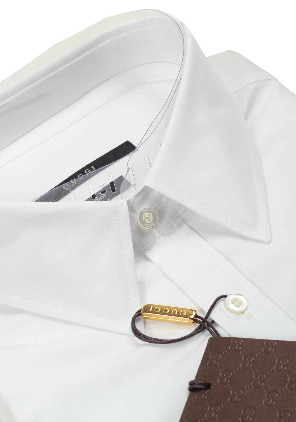 Gucci Solid White Dress Shirt Size 39 / 15,5 U.S. Slim