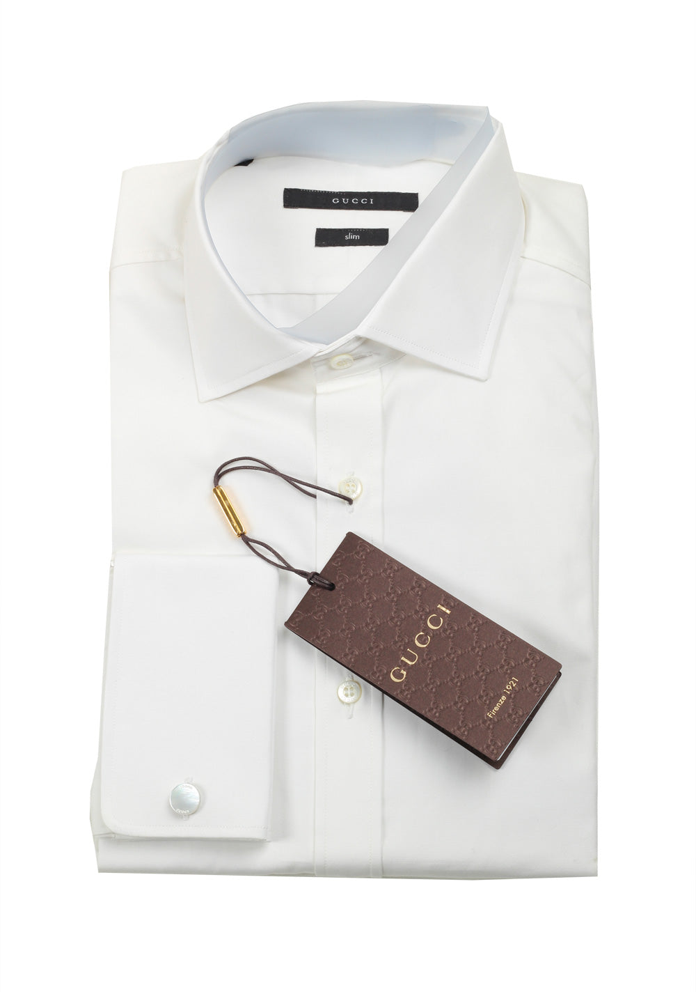 Gucci Solid White French Cuff Dress Shirt Size 40 / 15,75 U.S. Slim