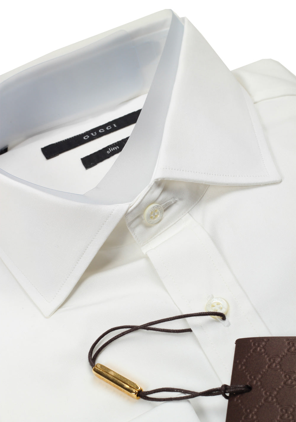 Gucci Solid White French Cuff Dress Shirt Size 40 / 15,75 U.S. Slim