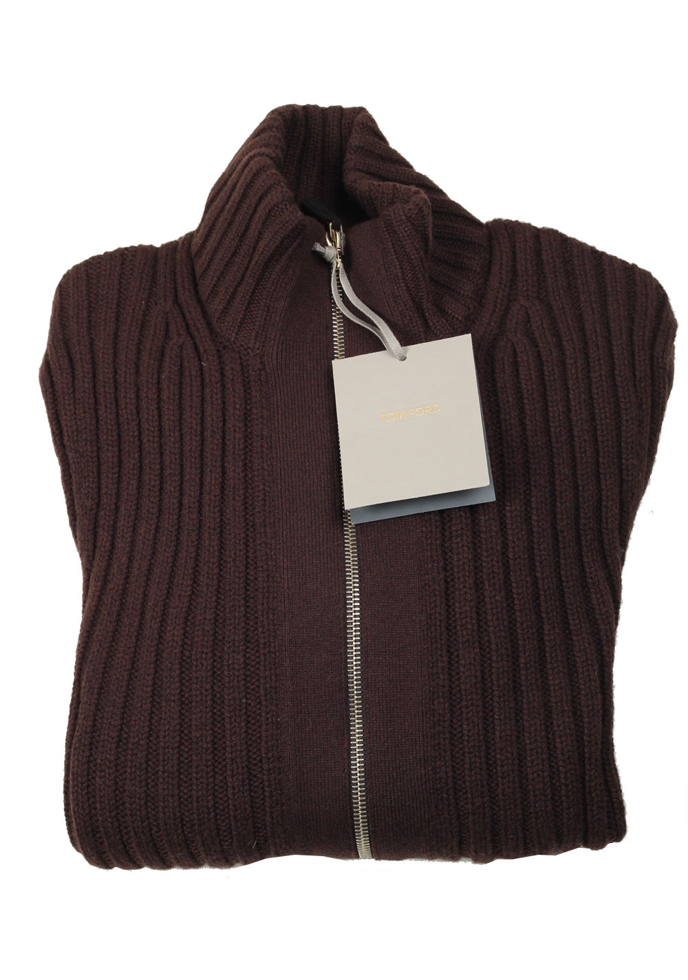 TOM FORD Brown Zipper Cardigan Size 48 / 38R U.S. Wool Cashmere
