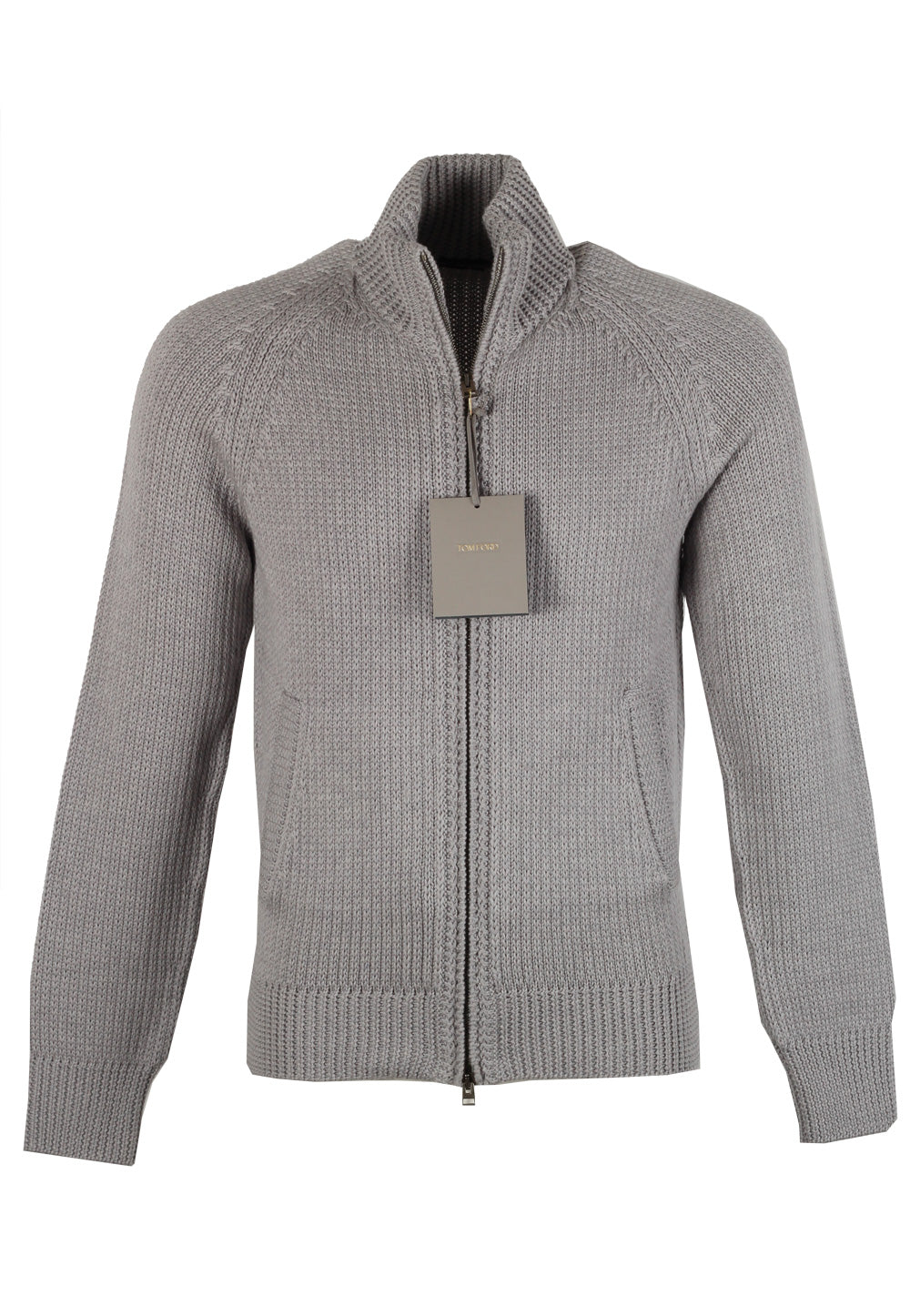TOM FORD Gray Zipper Cardigan Size 48 / 38R U.S. Wool