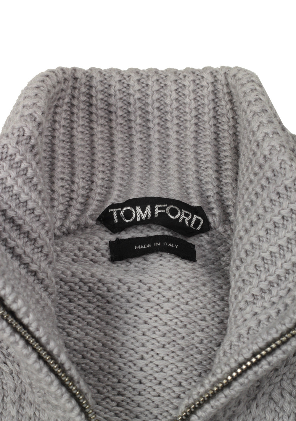 TOM FORD Gray Zipper Cardigan Size 48 / 38R U.S. Wool