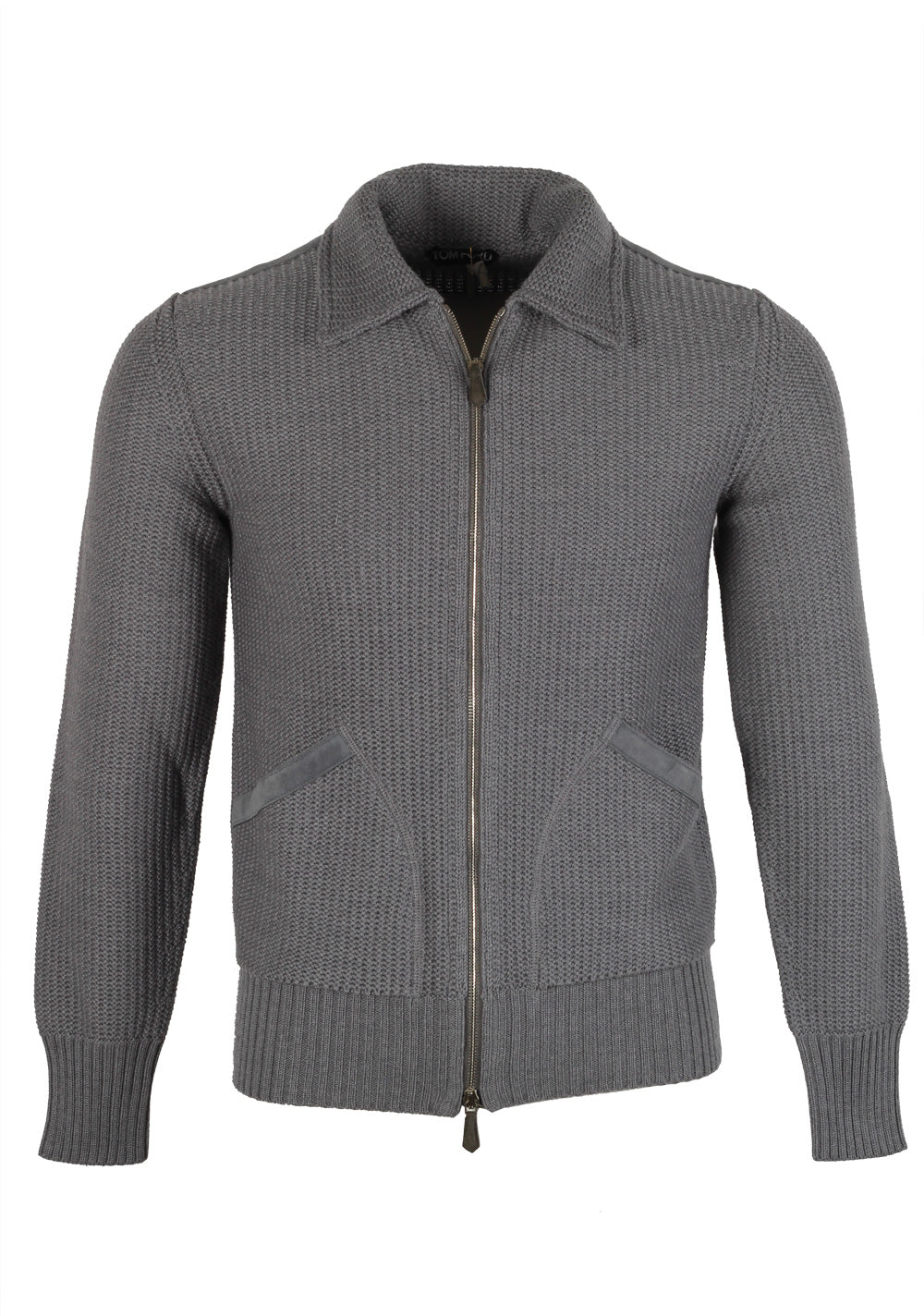 TOM FORD Gray Zipper Cardigan Size 48 / 38R U.S. In Wool
