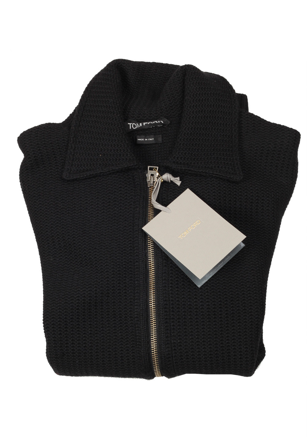 TOM FORD Black Suede Zipper Cardigan Size 48 / 38R U.S. In Wool