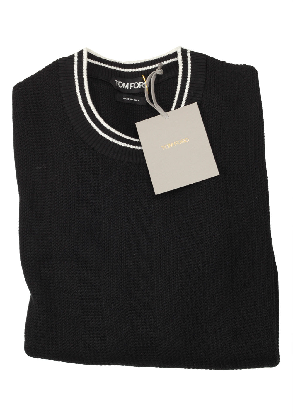 TOM FORD Black Crew Neck Sweater Size 48 / 38R U.S. In Silk Cotton