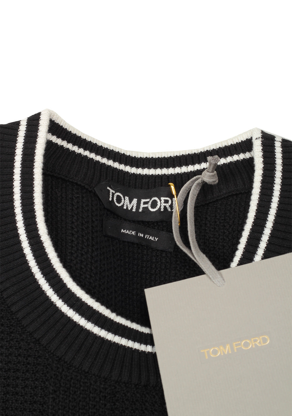 TOM FORD Black Crew Neck Sweater Size 48 / 38R U.S. In Silk Cotton