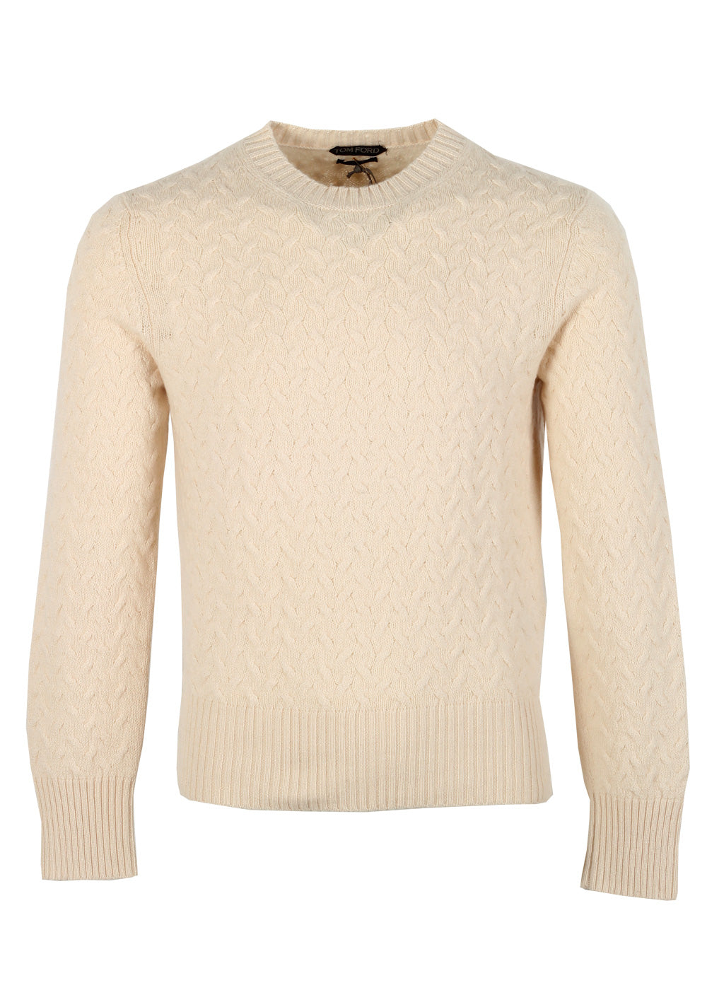 TOM FORD Off White Crew Neck Sweater Size 48 / 38R U.S. In Cotton Cashmere