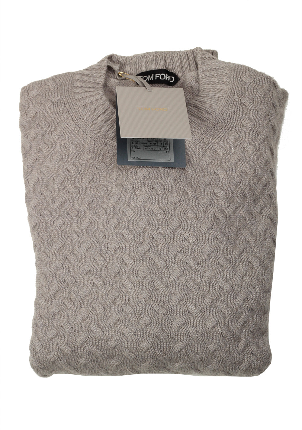 TOM FORD Grayish Beige Crew Neck Sweater Size 48 / 38R U.S. In Cotton Cashmere