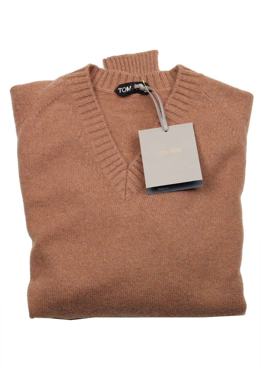 TOM FORD Brown V Neck Sweater Size 48 / 38R U.S. In Wool
