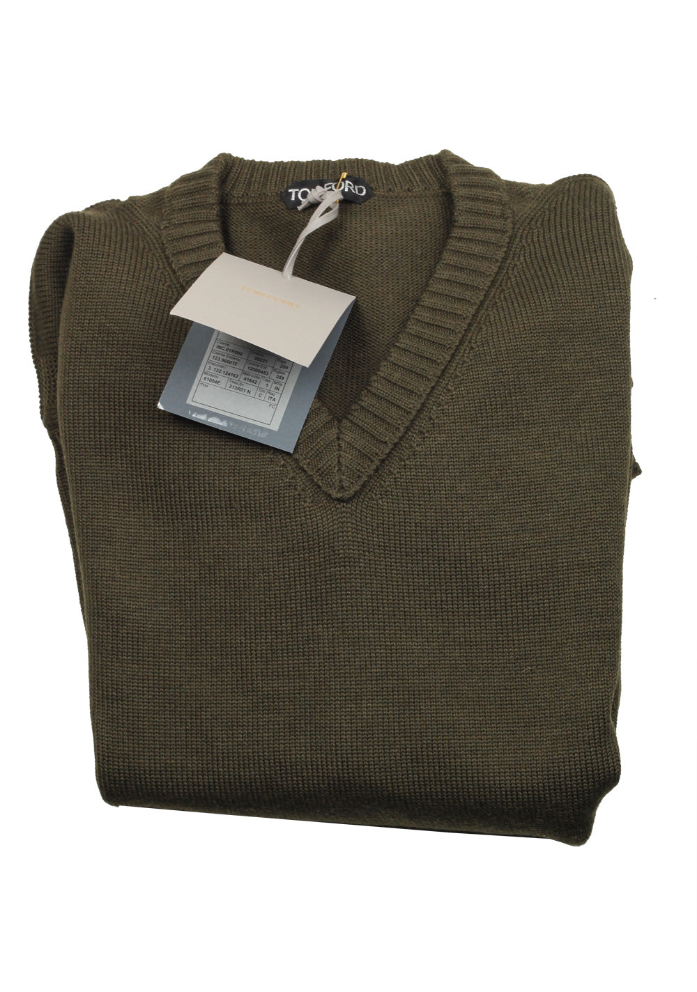 TOM FORD Green V Neck Sweater Size 48 / 38R U.S. In Wool