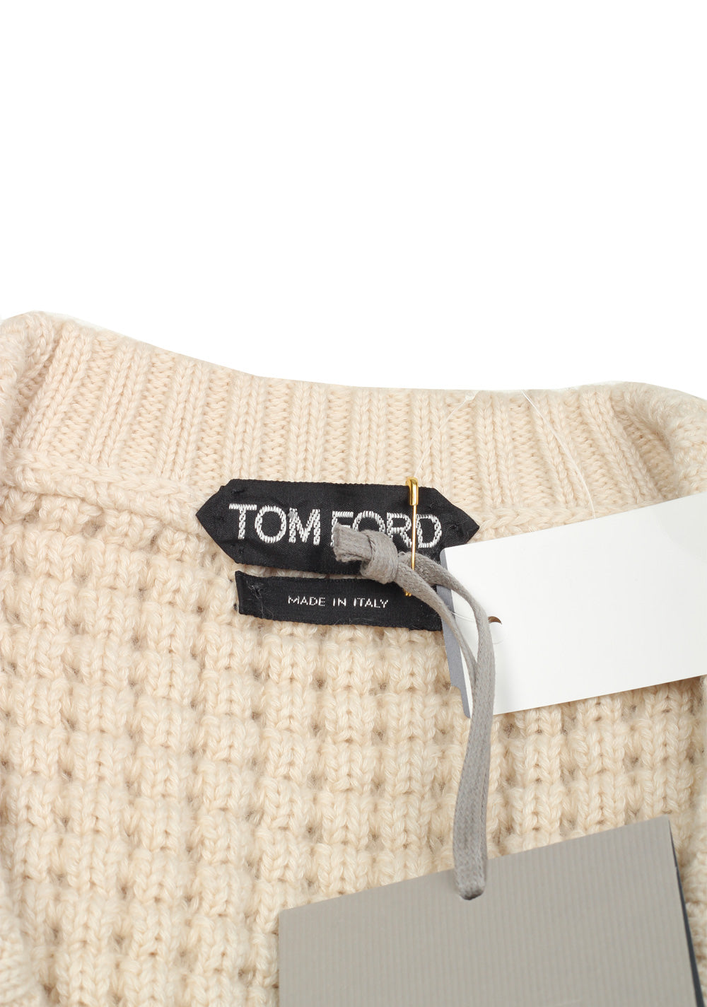 TOM FORD Off White V Neck Sweater Size 48 / 38R U.S. In Cotton Cashmere