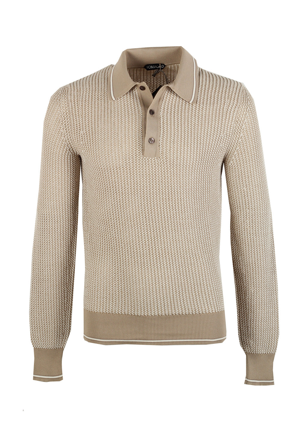 TOM FORD Beige Long Sleeven Polo Sweater Size 48 / 38R U.S. In Silk Blend