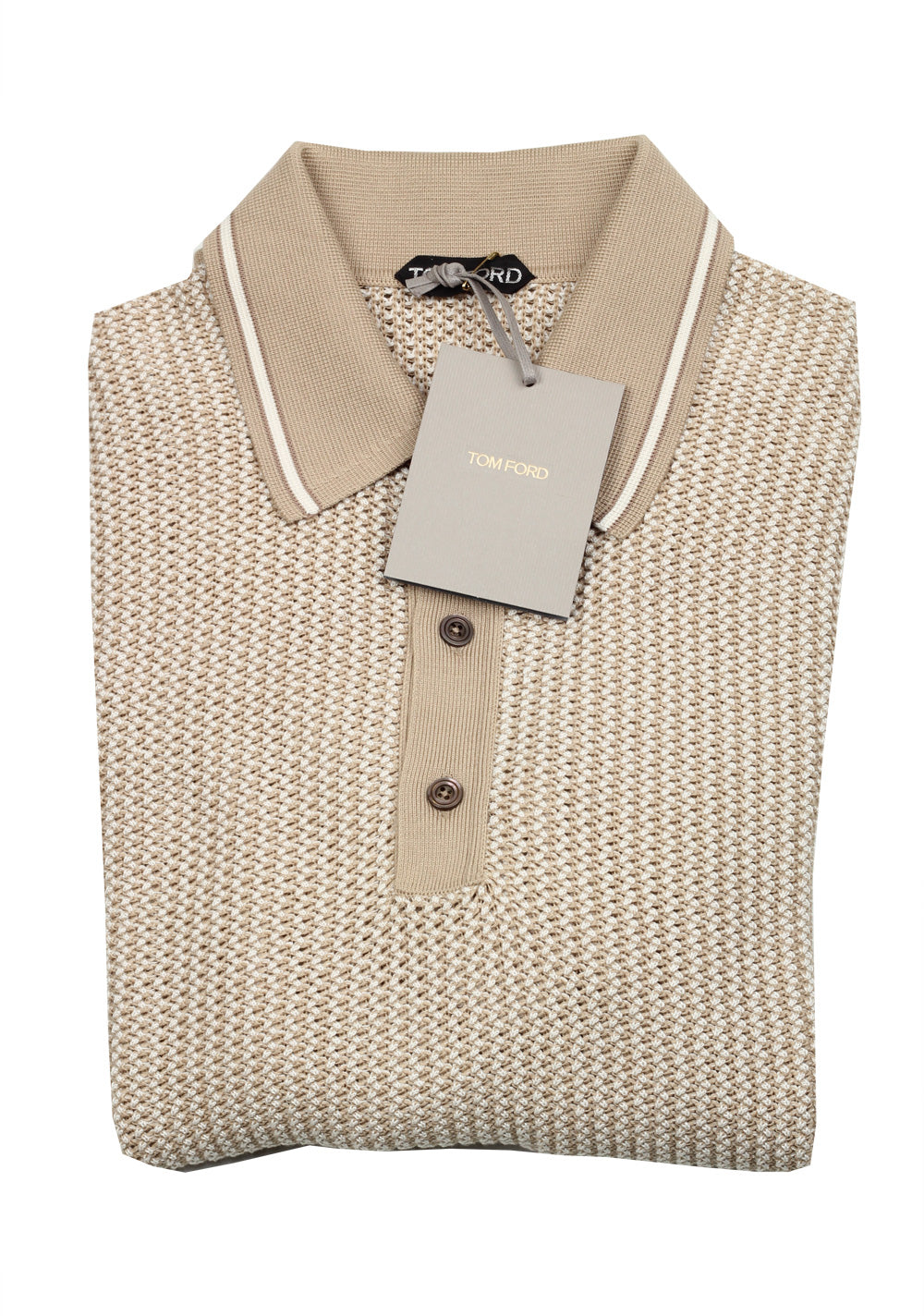 TOM FORD Beige Long Sleeven Polo Sweater Size 48 / 38R U.S. In Silk Blend
