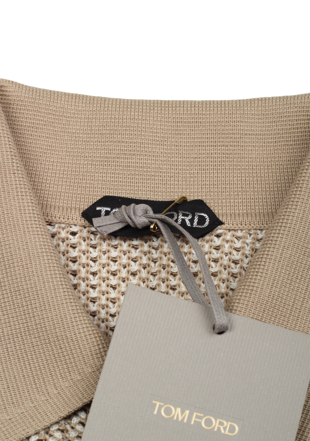 TOM FORD Beige Long Sleeven Polo Sweater Size 48 / 38R U.S. In Silk Blend