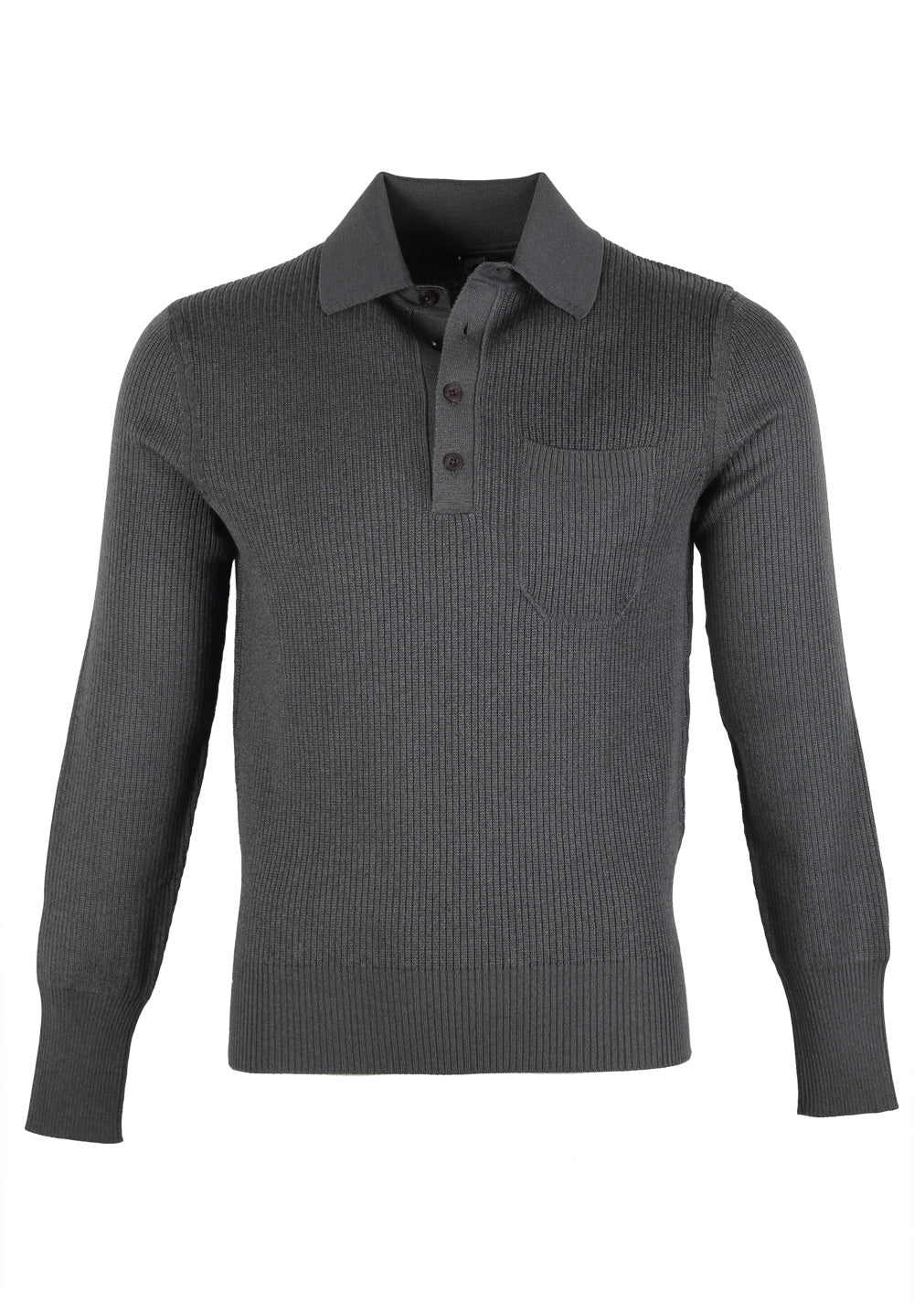TOM FORD Gray Long Sleeve Polo Sweater Size 48 / 38R U.S. In Cotton Blend