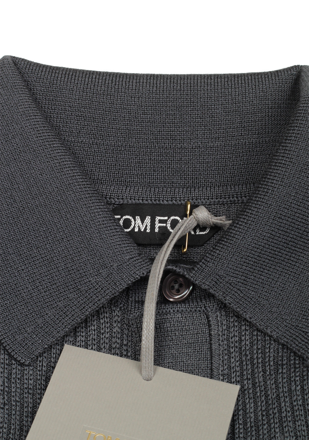 TOM FORD Gray Long Sleeve Polo Sweater Size 48 / 38R U.S. In Cotton Blend