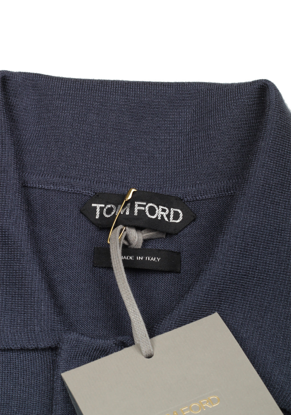 TOM FORD Blue Long Sleeve Polo Sweater Size 48 / 38R U.S. In Cashmere Silk