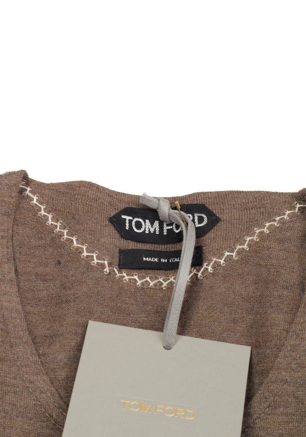 TOM FORD Brown Long Sleeve Henley Sweater Size 48 / 38R U.S. In Cashmere