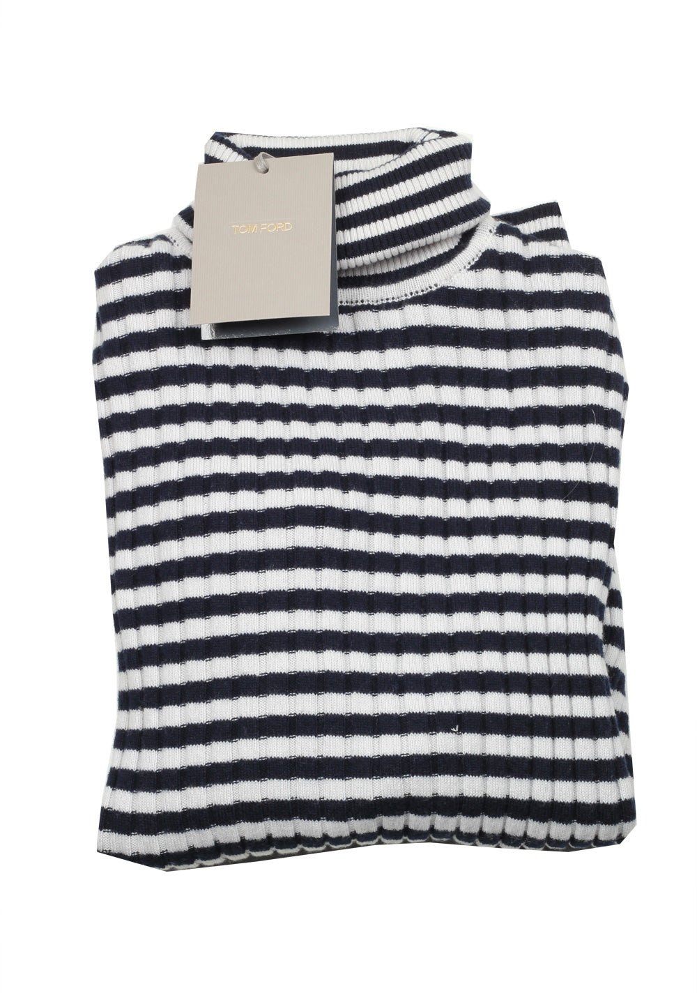 TOM FORD Blue White Turtleneck Sweater Size 48 / 38R U.S. In Cashmere Blend