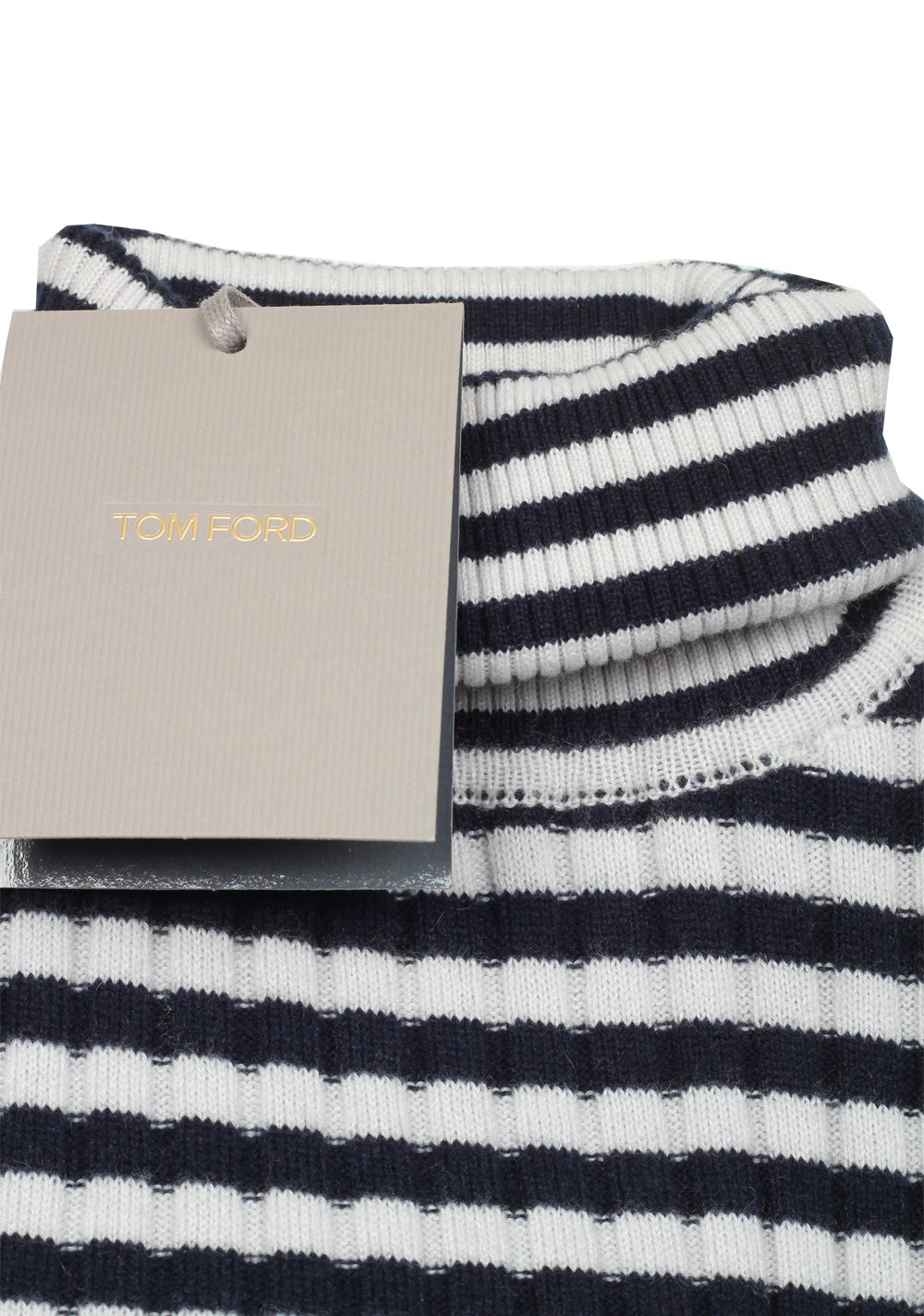 TOM FORD Blue White Turtleneck Sweater Size 48 / 38R U.S. In Cashmere Blend