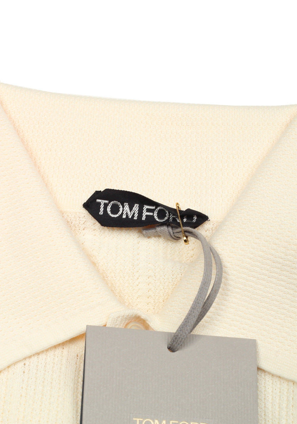 TOM FORD Off White Long Sleeve Polo Sweater Size 48 / 38R U.S. In Cotton