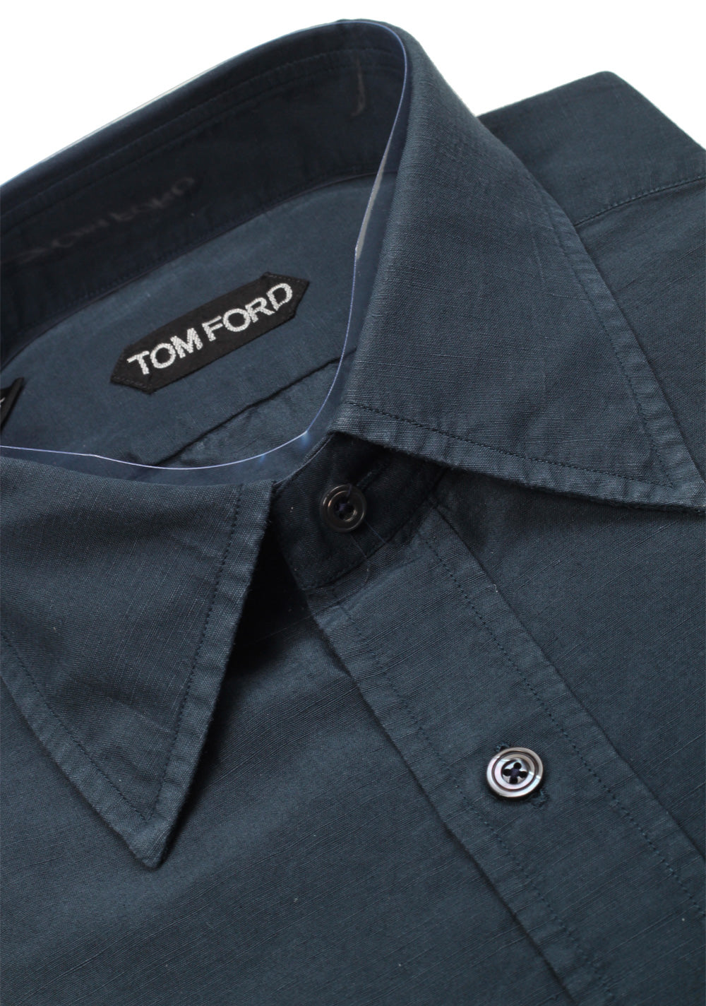 TOM FORD Solid Navy Dress Shirt Size 40 / 15,75 U.S.