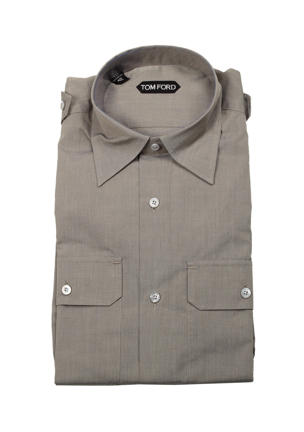 TOM FORD Solid Brown Casual Shirt Size 40 / 15,75 U.S.